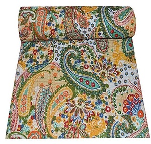 Handmade Indian Kantha <b>Quilt</b> Patchwork Cotton Bedcover Bohemian Style Reversible All Season Home Decor <b>Throw</b> Blanket - Product Image 2