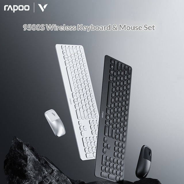 Rapoo 9500S Multi Mode Wireless Keyboard Mouse Set 110 Keys Ultra Thin 3.9mm 12 Month Battery for Office PC Laptop