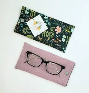 Custom eco-friendly sunglasses pouches cotton fabric eyeglass pouch bags with button