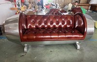 Canapé en cuir de luxe rétro industriel, style loft, fauteuil de salon, design moteur d'avion, pour chambre, salle à manger, hôtel