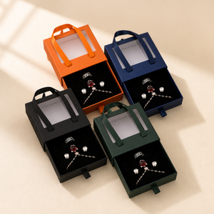 Customizable Logo Portable Window Drawer Jewelry <b>Storage</b> Box <b>Earrings</b> Ring Bracelet Pendant Eco-friendly Packaging Paper Box - Product Image 2
