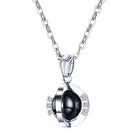 Collier de couple avec pendentif boule rotative sertie de diamants, cadeau de Saint-Valentin.