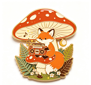 Custom Kawaii Mushroom Fox Enamel <b>Pin</b> Metal Brooch Cartoon Lapel <b>Badge</b> Gift Decoration - Product Image 1