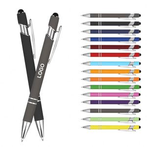 Best Sell Ball Stylus Tip Soft Rubber Plastic Touch Screen Pen 2 in 1 Custom Logo Luxury Office Metal Ballpoint Pens - Product Image 1