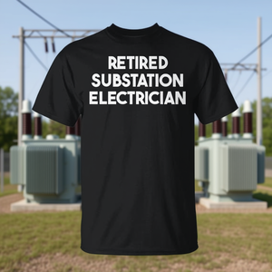 Camiseta de electricista de subestación retirado, color negro, unisex para adultos - Product Image 3