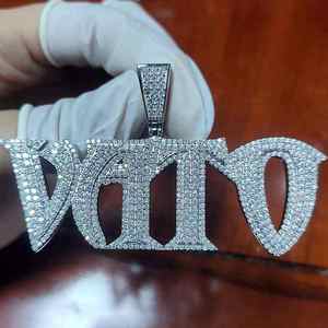 Mens Custom 925 Sterling Silver Vintage Cross Shape Iced <b>Chain</b> Pendant Moissanite Personalized <b>Name</b> Silver Plated Jewelry - Product Image 6