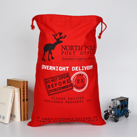 Sac de Noël en toile avec cordon de serrage, imprimé, grand format, réutilisable, prix d'usine
