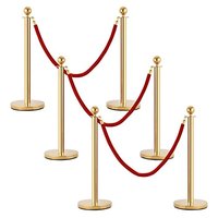 Corde à billes, contrôle de la foule, poteau de barrière en or avec corde rouge et Stanchion