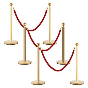 Sfera superiore corda controllo della folla palo d'oro barriera candeliere con corda rossa e montante - Product Image 5