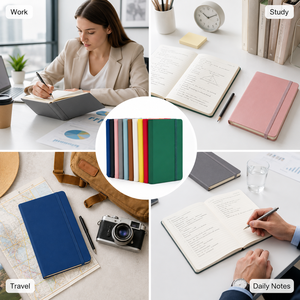 Carnet en cuir PU avec élastique A5 A6 ligné 160 pages marqueur ruban 10 couleurs logo personnalisé OEM - Product Image 3