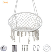 Fauteuil suspendu WOQI, faible MOQ, en coton tressé, maille tricotée, macramé, avec kit de suspension et chaîne