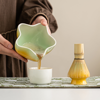 Kit de démarrage Matcha en céramique durable avec motifs étoile de mer et tarte aux fruits, ensemble d'outils Matcha
