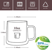 Mug à café de luxe en verre à double paroi de 10 oz avec poignée, isolé pour le thé chaud, le café, l'espresso, qualité alimentaire