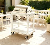 Chariot de service carré à 3 niveaux en acier miroir blanc, en acier inoxydable 304, chauffage à l'alcool, pour banquets, buffets et hôtels