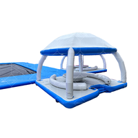 Plate-forme de tennis de sport aquatique de terrain de pickleball d'île flottante gonflable pour des équipements d'amusement de jet ski et de natation