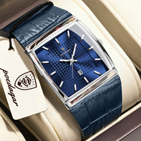 Montre pour homme Poedagar 885, affaire et loisirs, grand cadran carré, bracelet en cuir, éclairage nocturne, affichage de la date, étanche, luxe, mode