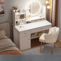 Coiffeuse de chambre moderne avec miroir éclairé, meuble de rangement pour maquillage écologique et durable pour maison de location