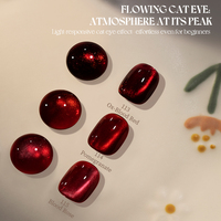 Kit de gel pour ongles GULAURI 3 couleurs rouge rubis festif effet œil de chat, sans HEMA ni TPO, compatible UV/LED, magnétique, pour Noël et le Nouvel An