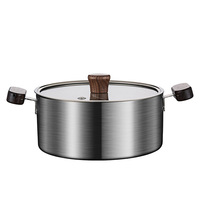 Petite marmite en acier inoxydable 304 avec poignées en bois, soupière transparente divisée 16 18 20cm pour la cuisine à domicile et en restaurant