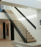 Aluminium U-Profil Glasgeländer Maßgefertigte Schwarze Bodenfassung Modernes Design Gehärtetes Glas Bodenmontage Balustrade Handlauf