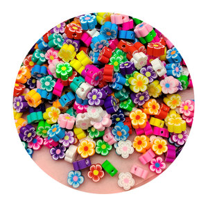Cuentas de flores rosas de 10mm, cuentas de <span class=keywords><strong>arcilla</strong></span> polimérica, cuentas espaciadoras de <span class=keywords><strong>arcilla</strong></span> polimérica, colores mezclados, fabricación de joyas para niños DIY - Product Image 4