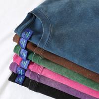 Sweater Katun Beludru Sisir 350g Retro Distressed Batik Washed Kerah Bulat Tipis untuk Pasangan, Grosir Musim Semi