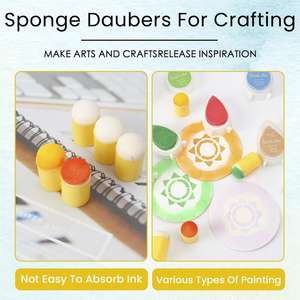 Doigt peinture mur artisanat ensemble 40 pièces mousse éponge tampons dans <span class=keywords><strong>une</strong></span> boîte <span class=keywords><strong>encre</strong></span> pour dessin peinture au doigt pour la créativité <span class=keywords><strong>d</strong></span>écoration de la maison - Product Image 5