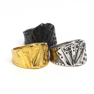 Anillo de póker de Texas Acero inoxidable Royal Flush Band Casino Biker Joyería Mago para Hombres Joyería nocturna para - Product Image 6