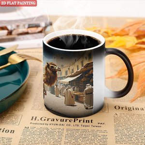 Frosted Black 11oz <b>Ceramic</b> Mug Heat Color Changing Blank <b>Cup</b> For Company Client Thank You Gift - Product Image 5