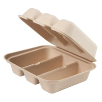 Fabricant de bagasse à tacos Boîte d'emballage alimentaire à 3 compartiments avec logo personnalisé en matériau naturel biodégradable