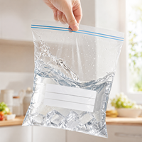 Sacs refermables personnalisés imprimés, étanches, à fermeture éclair, double joint, pochettes transparentes en PE avec étiquette inscriptible pour préparation de repas et lait