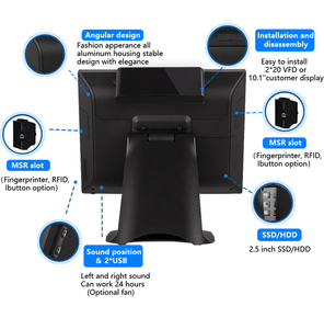 레스토랑 15.6 ''터치 스크린 Windows Pos 기계 카드 리더 바코드 스캐너 금전 등록기 Oem/Odm 제조 공장 - Product Image 6