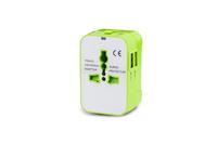 Adaptador de corriente de viaje universal de acero inoxidable con enchufe USB dual azul HHT202 con 2 cargadores USB 16A corriente nominal