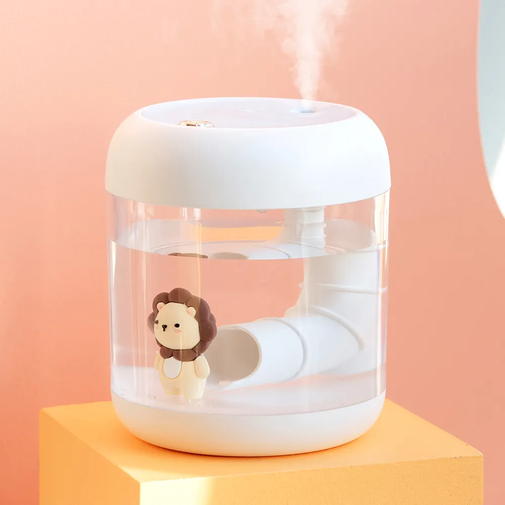 Cute lion Humidifier Diffuser Night Light Ultrasonic Cool Mist Make Desktop 1200mAh Rechargeable wireless Cartoon Air Humidifier