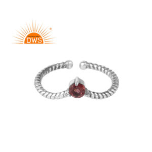 Anillo de Turmalina Rosa con Engaste de Garras, Joyería de Piedras Preciosas, Anillo de Plata de Ley 925 Oxidada con Banda de Alambre Trenzado - Product Image 1