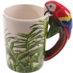 Simpatico pappagallo picchio rana tazza in ceramica