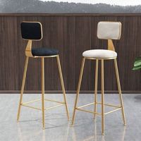 Tabourets de bar de cuisine rembourrés en velours à dossier haut, pieds en métal doré, pour usage commercial et restaurant, style moderne