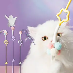 New Fairy Tease Cat Stick con nappe gioco interattivo Laser Cat Toy con Pompon Pet Supplies giocattolo per gatti all'ingrosso personalizzato