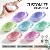 Bol de nettoyage portable pour pinceaux de maquillage avec poignée, gobelet côtelé pour le lavage des pinceaux cosmétiques, pour l'entretien quotidien des pinceaux, outil de beauté en gros