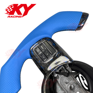 Volante Deportivo Personalizado F1 de Cuero Azul y Fibra de Carbono Forjada para Jeep Wrangler JL JK Sahara Rubicon Grand Cherokee Jeep J12 SRT8 - Product Image 2