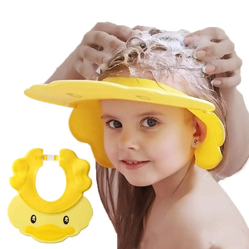 Wholesale Adjustable Soft Baby Bathing Protection Hat Kids Ear Baby duck Shower Cap for Toddler