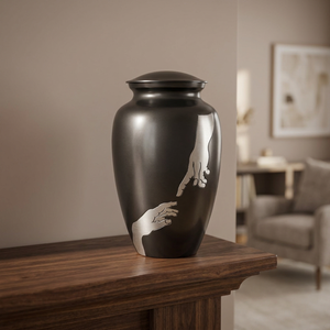 Urne funéraire en laiton gris foncé pour cendres, vase commémoratif fait main, cadeau funéraire portable - Artisanat indien, monument pour animaux de compagnie - Product Image 3