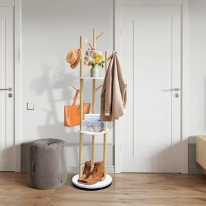 <span class=keywords><strong>Porte</strong></span>-<span class=keywords><strong>manteau</strong></span> rotatif en bois Offre Spéciale autoportant avec 3 étagères <span class=keywords><strong>porte</strong></span>-vêtements verticaux cintres de salon - Product Image 6