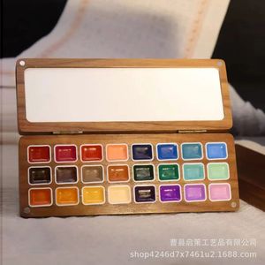 Caja de pintura de acuarela de madera maciza, 18 colores, tapa magnética, set de arte para manualidades infantiles - Product Image 3