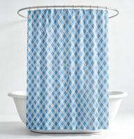 Rideau de Douche Prêt à Poser Bleu en PEVA, Robuste, en Plastique, Motif Pied-de-Poule, Imperméable et Durable pour Salle de Bain, Spa, Hôtel