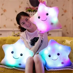 Wholesale Colorful 40*35 cm Luminous Pillow Cute Five Pointed Star Led Plush Toy Heart Plush Moon Toy With Light