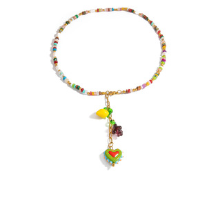 Collar de cuentas de frutas coloridas con colgante de uva y limón, cadena para clavícula estilo fiesta XL31874 - Product Image 5