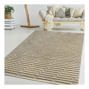 <span class=keywords><strong>Tappeto</strong></span> Moderno Lavabile in Finta Pelliccia Jacquard con Motivi Geometrici per Soggiorno, Morbido e Antiscivolo - Product Image 6