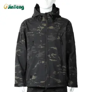 Large Size Windproof Waterproof Soft Shell Outdoor Hiking Camouflage Solid Color Autumn And Winter Jacket