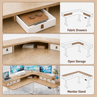 Bureau d'angle moderne électrique à 3 pieds avec tiroirs, réglable en hauteur, double moteur, écologique, autoportant